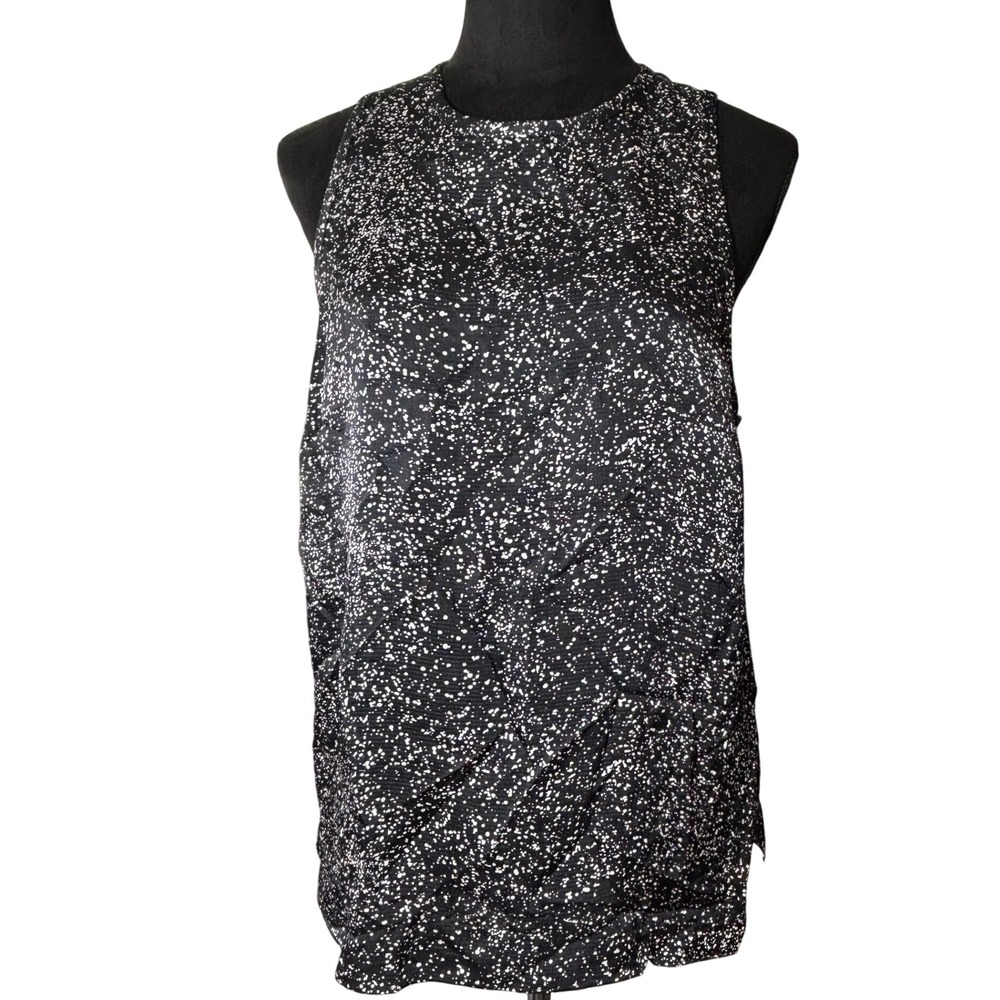 Everlane‎ Sleeveless Blouse Top Women's Size 12 Black White Speckled